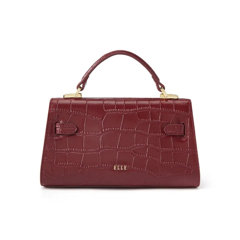 ELLE Crocodile Pattern Cow Leather Handbag Women's Multicolor-7