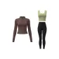 Drip Coffee Coat+Cardamom Green Tank Top+Starburst Black Ankle-Length Pants