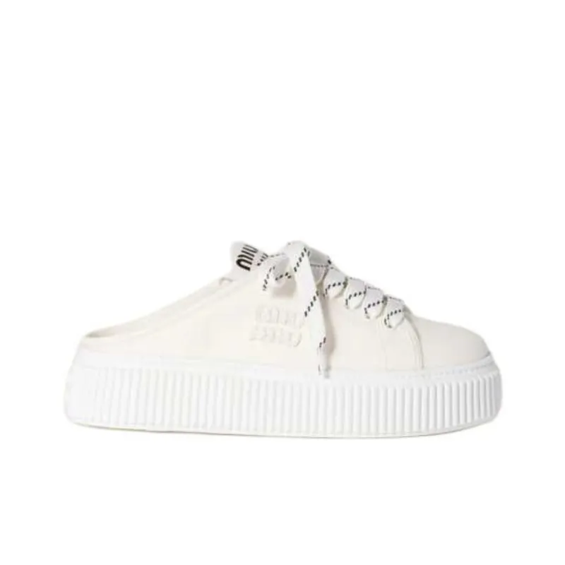 MIU MIU Closed Toe Slippers Women's Ivory White-1