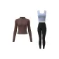 Drip Coffee Coat+Gray Lake Blue Tank Top+Starburst Black Ankle-Length Pants