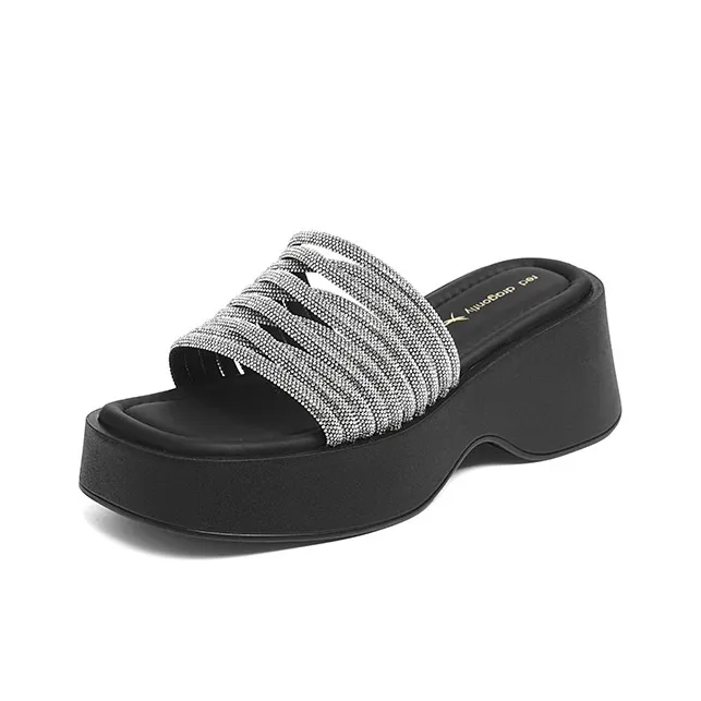 RED DRAGONFLY PU Polyurethane Rhinestone Slip Resistant Abrasion Resistant Slide Slippers Women's-1