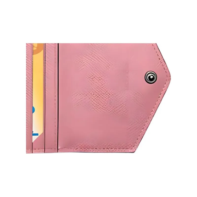 COACH Cross Grain Leather Card Holder, Coin Purse, Wallet Trumpets Women's Pure Pink-2