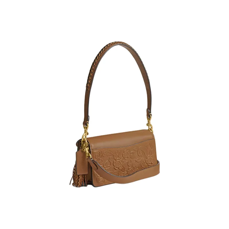 COACH Tabby Leather Shoulder Bag Medium Size Women's Honey Brown-1