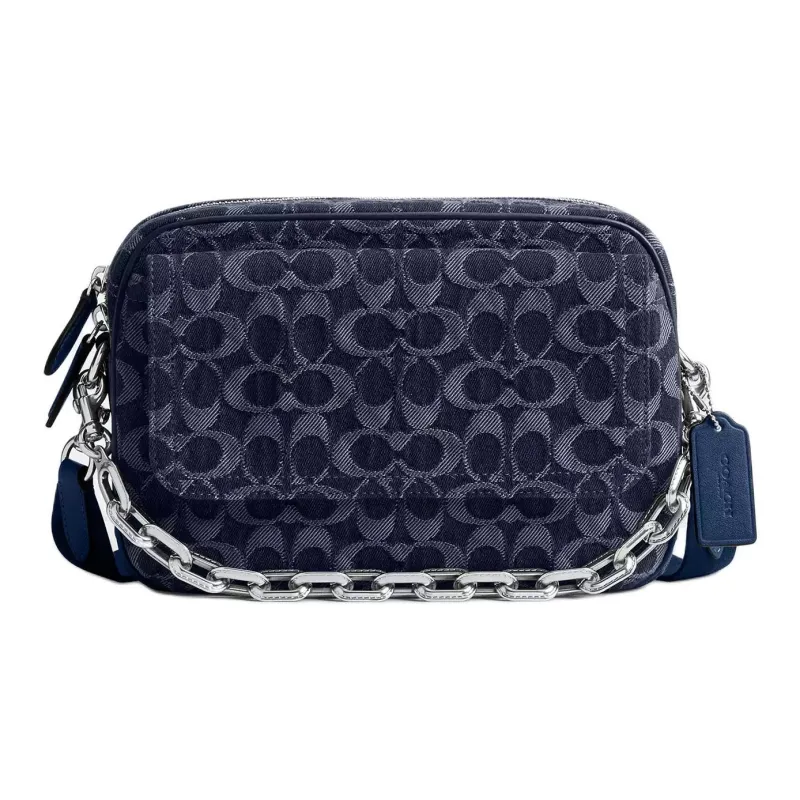 COACH Charter Denim One Shoulder Handbag Medium Size Men's Dark Blue-0