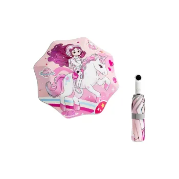 FEINUO Safety Rounded Corner Umbrella Cartoon Sunny And Rainy Dual Use, Foldable Automatic Umbrella