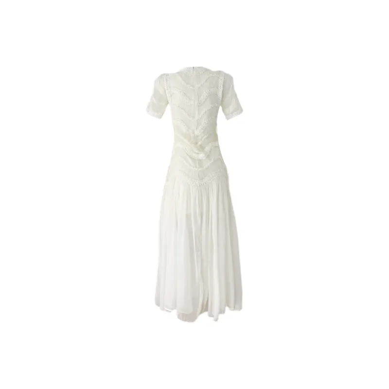 Udon House Short Sleeved Dress Women's White-1