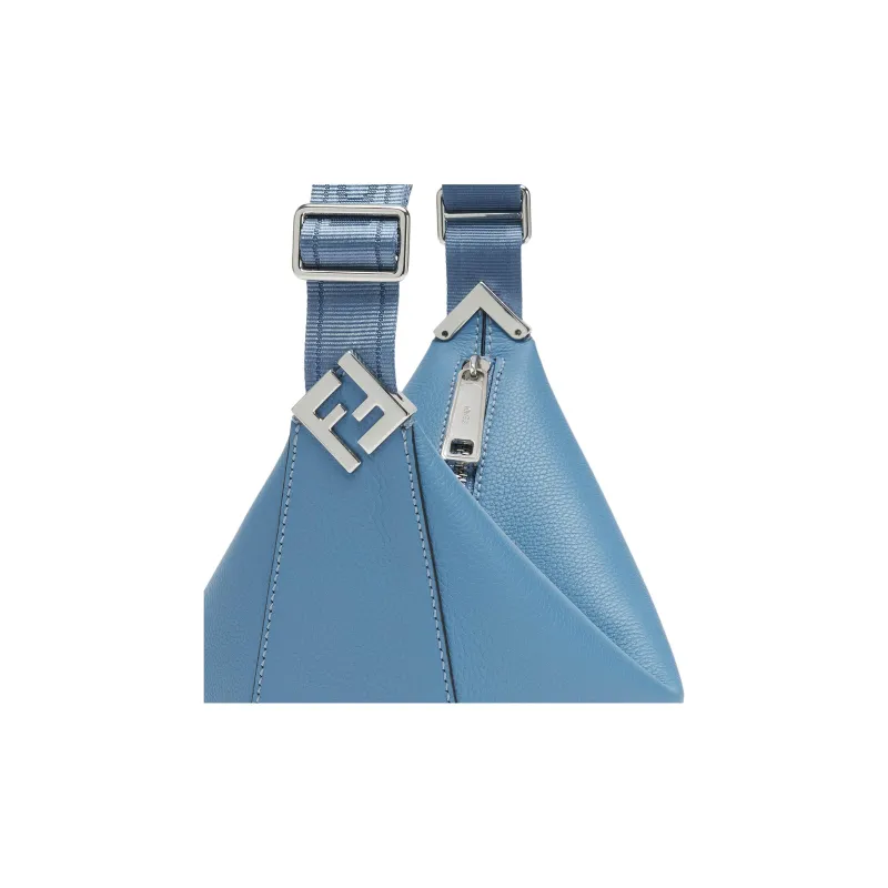 FENDI ROMA Leather Crescent Bag Shoulder Bag Trumpets Women's Blue-4
