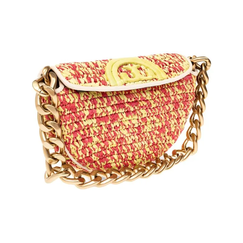 TORY BURCH Fleming Straw Woven Crescent Bag, Handbag, Shoulder Bag Women's Multicolor-1