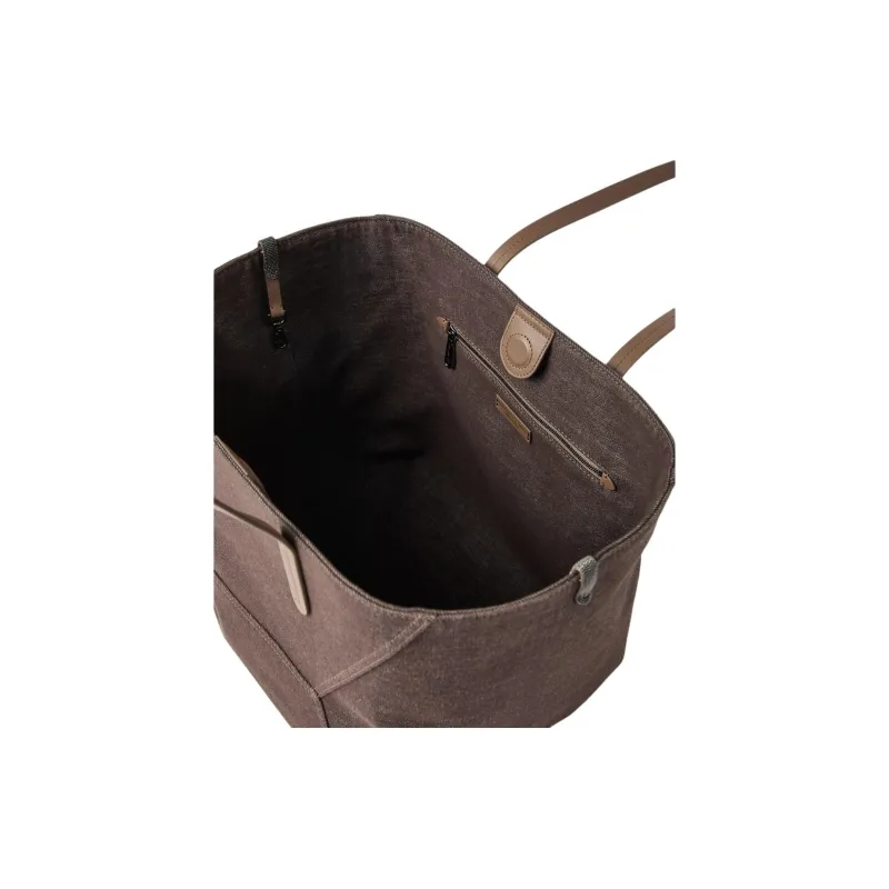 Brunello Cucinelli Cotton Tote Bag Shopping Bag Shoulder Bags Women's Chocolate-3