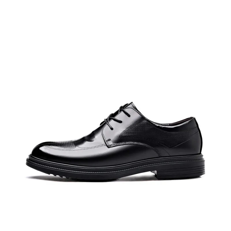 Kaltendin Top Grain Cow Leather Comfortable Versatile Business Casual Dress Shoes Men's Black-1