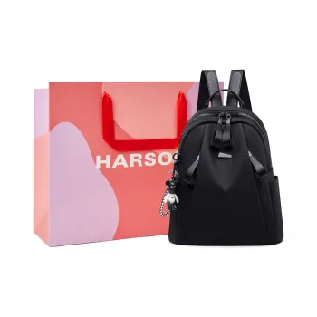 HARSON Fabric Backpack Regular Unisex Black/Khaki/Rogue Red