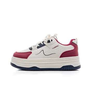 HUANQIU Anti Slip And Wear Resistant Height Increasing Low Top Skateboard Shoes Women's White Blue Red