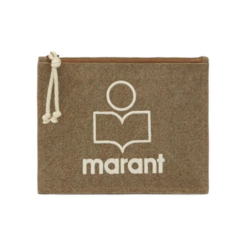 ISABEL MARANT Netia Cotton Clutch Women's Dark Khaki Color-0
