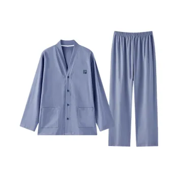 ZAO FU NIAO Pajama Set Men's Deep Sea Blue