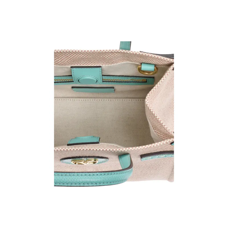 Valentino Canvas Bag Tote Bag Shopping Bag Shoulder Bag Crossbody Bag Handbag Small Size Women's Ice Green-4