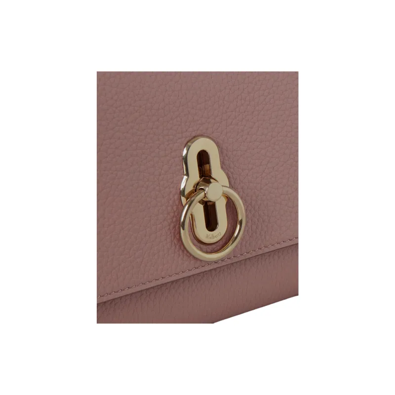 Mulberry Cow Leather Clutch Bag Over The Shoulder Small Size Women's Rose Pink-3