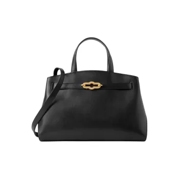 Mulberry Cow Leather Shoulder Bag, Crossbody Bag, Handbag Small Size Women's Black