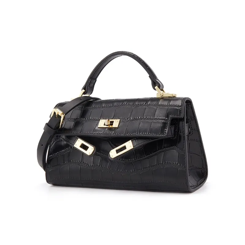 ELLE Crocodile Pattern Cow Leather Handbag Women's Multicolor-1