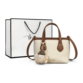 MILLIE'S Cow Leather Shoulder Bag, Crossbody Bag, Handbag, Tote Bag Regular Women's Ecru Coffee