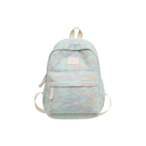 BRABOSTON Faux Fur With Nylon Backpack Regular Unisex Ecru/Pink/Yellow/Light Blue