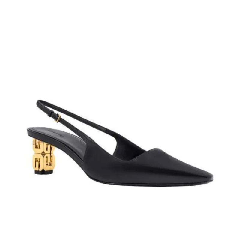 Givenchy G Cube Block Heel High Heels 5cm Women's Black-2