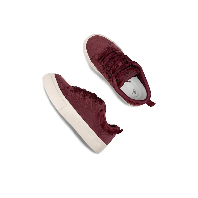Mengsai Low Top Skateboard Shoes Women's Angora Red-4