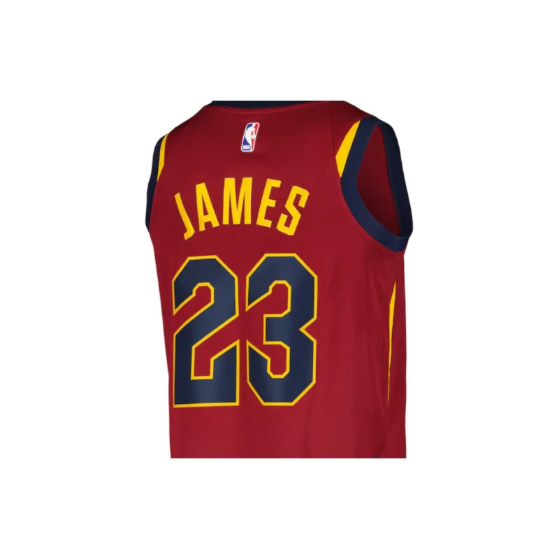 Nike Basketball Jersey Cleveland Cavaliers, LeBron James SW Embroidery Fan Edition Men's Burgundy-3