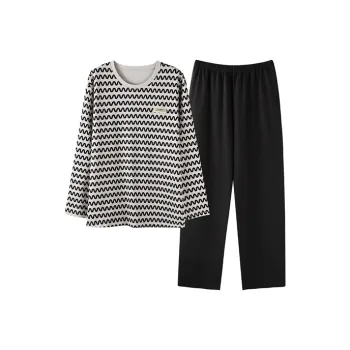 MIIOW Pajama Set Men's Black White Stripes