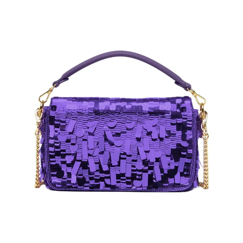 FENDI Baguette Sequins One Shoulder Handbag Mini Women's Purple-2