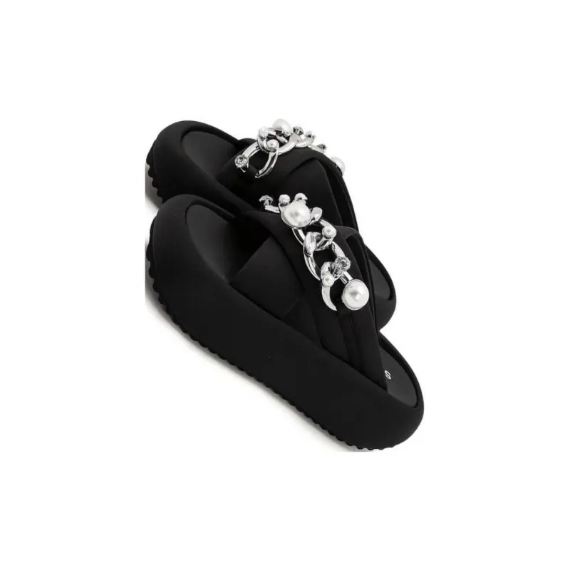 Yamada Hyakuju Slippers Black Silver-2
