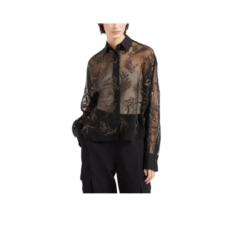 Brunello Cucinelli Flora Embroidered Silk Shirt-2