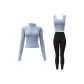 Gray Lake Blue Coat+Gray Lake Blue Tank Top+Starburst Black Ankle-Length Pants