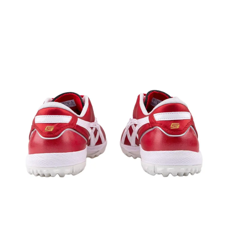 Asics C3 TF Rubber Broken Studs Anti Slip Wear Resistant Soccer Shoes Men's Red-3