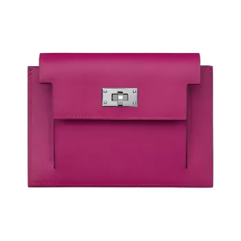 HERMES Kelly Pocket Madame Calfskin Wallet Women's L3 Rose Pourpre Purple Rose