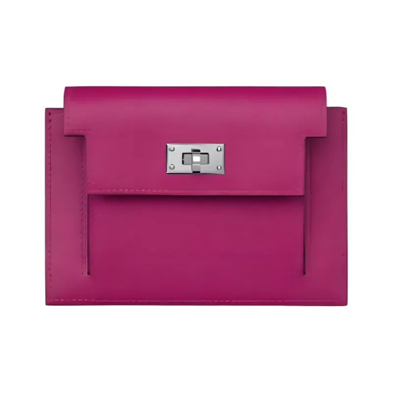 HERMES Kelly Pocket Madame Calfskin Wallet Women's L3 Rose Pourpre Purple Rose-0