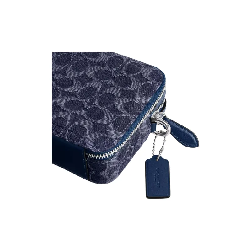 COACH Charter Denim Shoulder Bag Small Size Men's Dark Blue-4