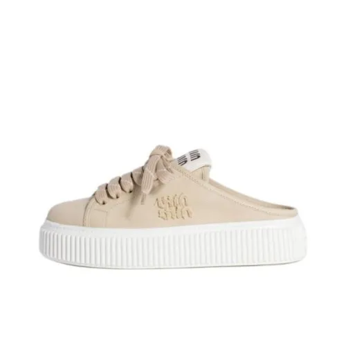 MIU MIU Closed Toe Slippers Women's Beige Yellow