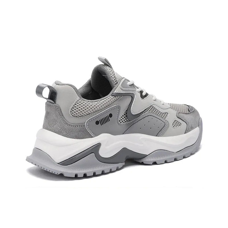 JEEP SPIRIT Slip Resistant, Abrasion Resistant, Breathable, Height Increasing Low Top Chunky Sneakers Unisex Gray-3