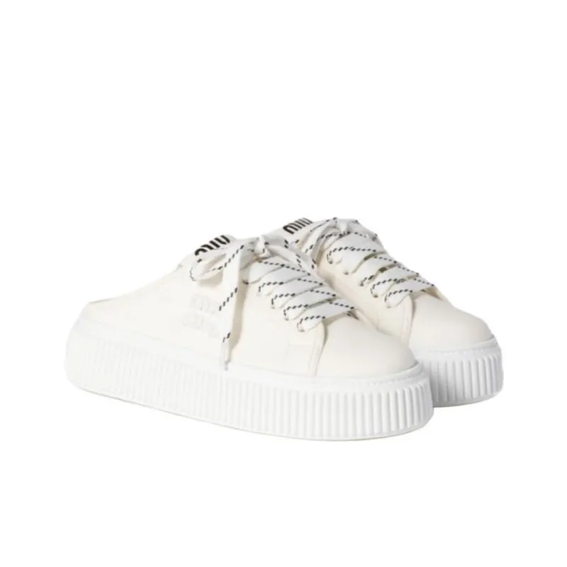 MIU MIU Closed Toe Slippers Women's Ivory White-2