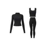 Starburst Black Coat+Starburst Black Tank Top+Starburst Black Ankle-Length Pants