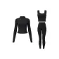 Starburst Black Coat+Starburst Black Tank Top+Starburst Black Ankle-Length Pants