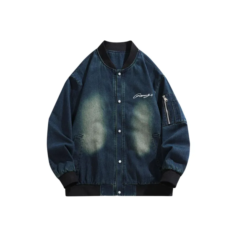 Qnxeey Denim Jacket Unisex Vintage Black-2