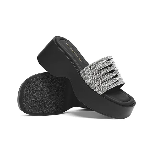 RED DRAGONFLY PU Polyurethane Rhinestone Slip Resistant Abrasion Resistant Slide Slippers Women's-5