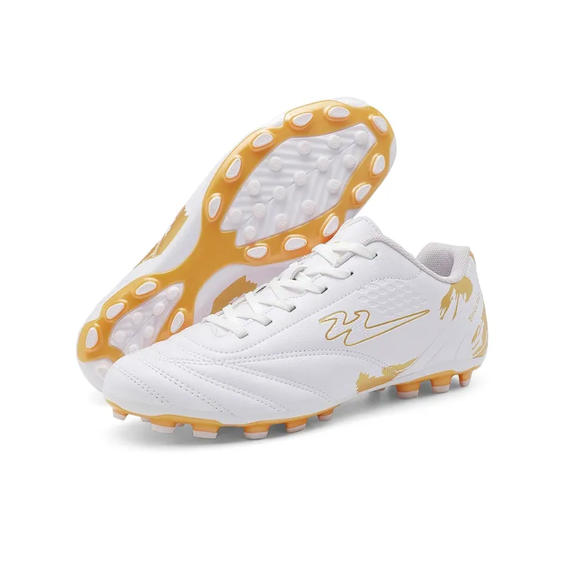 Binary FG Firm Ground Cushioning Abrasion Resistant Lightweight Slip Resistant Soccer Shoes Unisex White-3