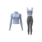 Gray Lake Blue Coat+Gray Lake Blue Tank Top+Limestone Ankle-Length Pants