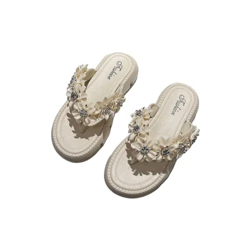 ECAC Summer Fairy Flip Flops For Women's Cute Floral Slip Resistant Soft Sole Outdoor Fashion Casual Beach Sandals