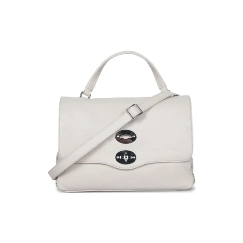 Zanellato Postina Leather Messenger Bag, Shoulder Bag, Crossbody Bag, Handbag Trumpets Women's White-0