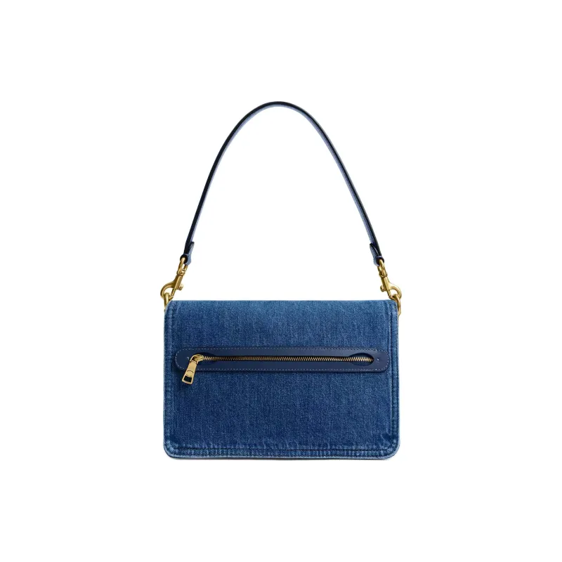 COACH ChainTabby Denim One Shoulder Handbag Medium Size Women's Dark Blue-2