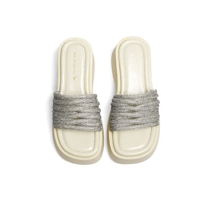 RED DRAGONFLY PU Polyurethane Rhinestone Slip Resistant Abrasion Resistant Slide Slippers Women's-13