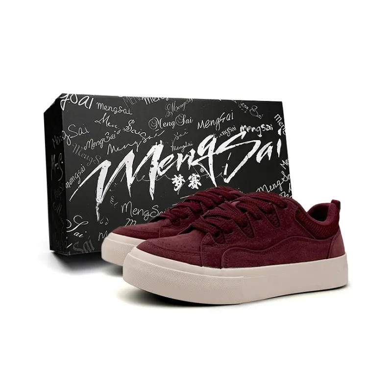 Mengsai Low Top Skateboard Shoes Women's Angora Red-0